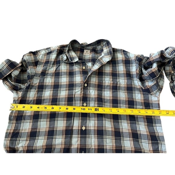 Peter Millar Shirt Mens Size Medium Button Up Blue Collared Plaid Long Sleeve - Picture 8 of 9